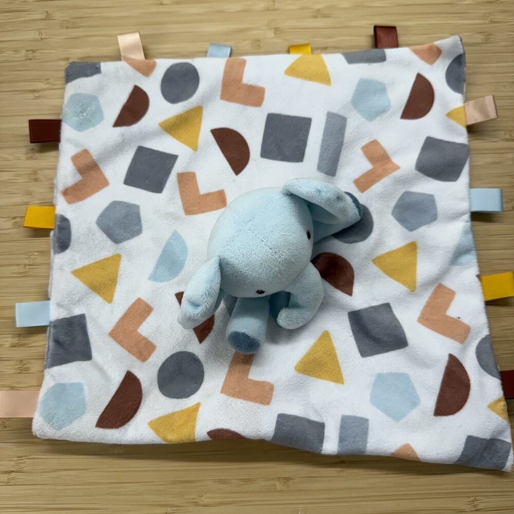 Parents Choice Baby Elephant Security Lovey Tags Geometric Pattern